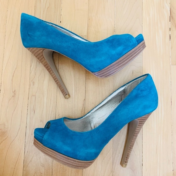 Steve Madden Women’s Turquoise Suede Platform Heels Size 6 - Picture 5 of 11
